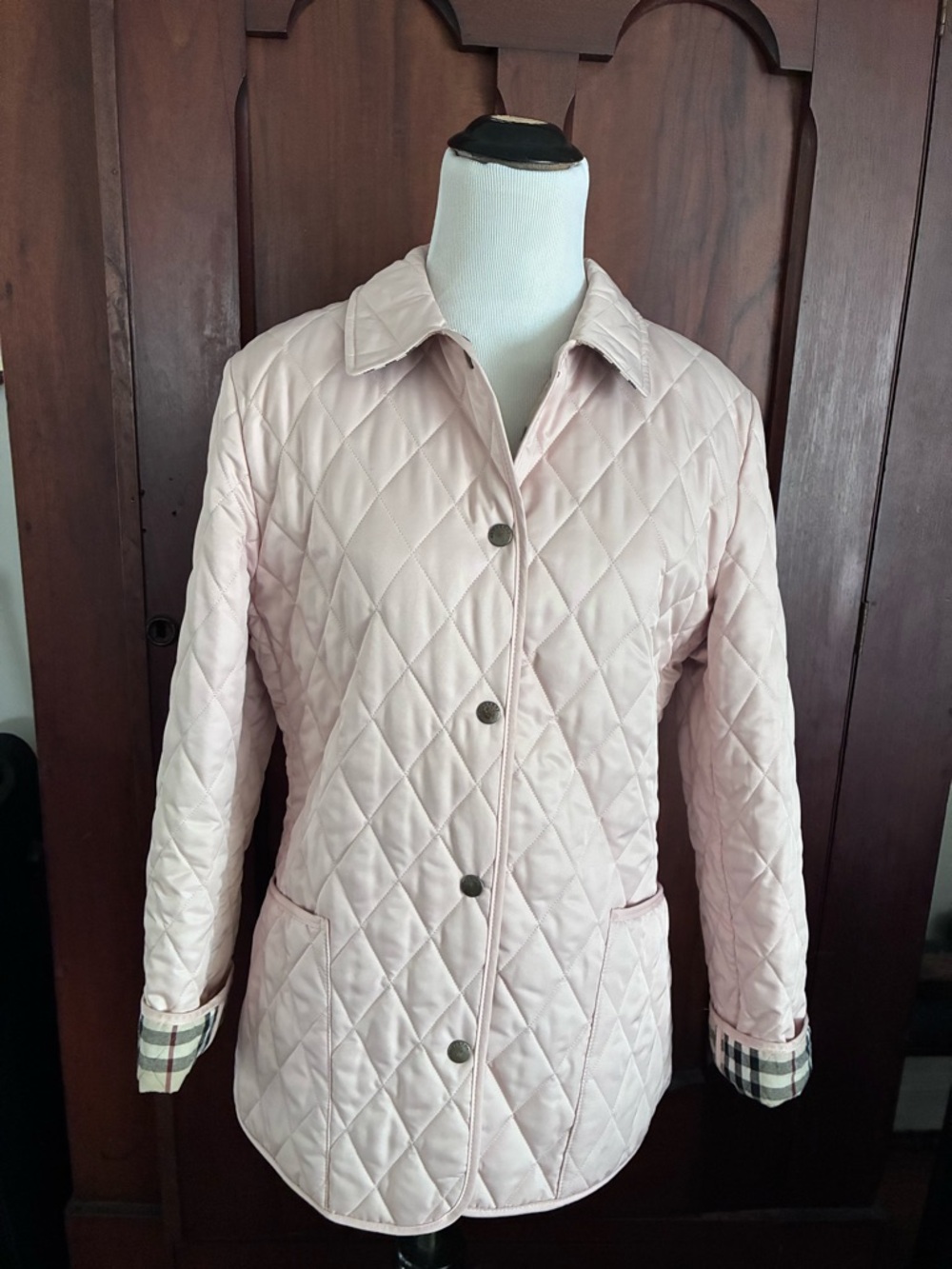 Burberry Pale Pink Quilted Snap-Front Utility Jacket